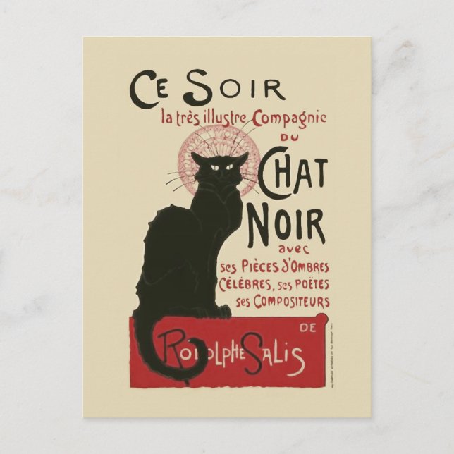 Vintage Ce Soir Le Chat Noir Poster Postcard (Front)