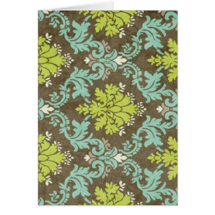 Vintage Celadon and Aqua Damask
