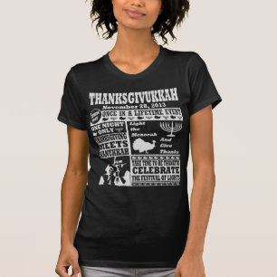 Vintage Celeberate Thanksgivukkah Newspaper Print T-Shirt