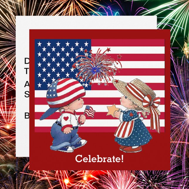 Vintage Celebrate American Flag Party Invitation (Vintage Celebrate American Flag Party Invitation)