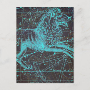Vintage Celesstial Blue Lion  Postcard