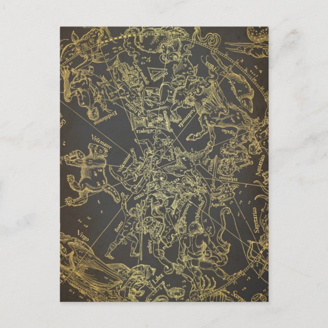 Vintage Celesstial Zodiac Postcard (Front)