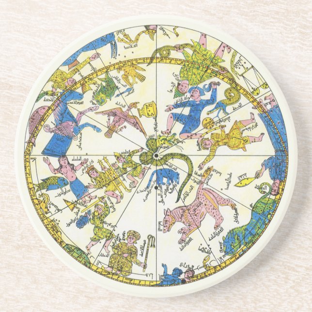 Vintage Celestial, Arabic Sphere, Constellations Coaster (Front)