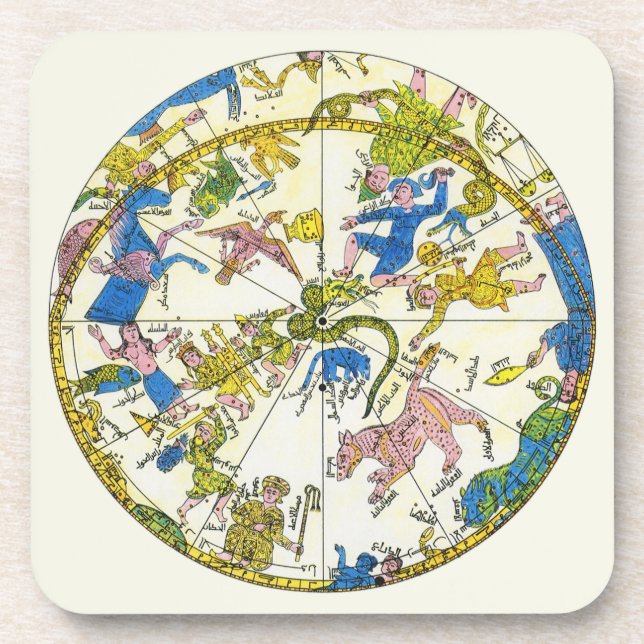 Vintage Celestial, Arabic Sphere, Constellations Coaster (Front)