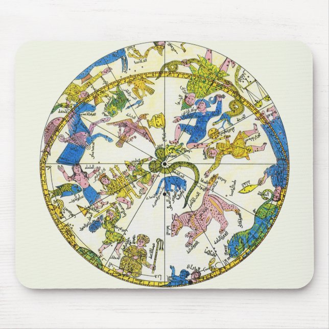 Vintage Celestial, Arabic Sphere, Constellations Mouse Mat (Front)