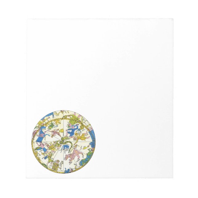 Vintage Celestial, Arabic Sphere, Constellations Notepad (Front)