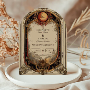 Vintage Celestial Art Nouveau Wedding Invitation