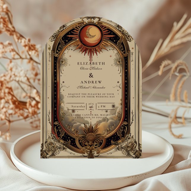 Vintage Celestial Art Nouveau Wedding Invitation (Creator Uploaded)
