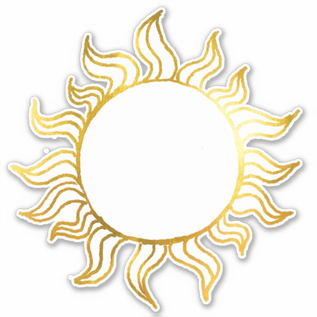 Vintage Celestial Art Witchy Cool Golden Foil Sun (Front)