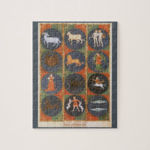 Vintage Celestial, Astrological Zodiac Chart, 1475 Jigsaw Puzzle