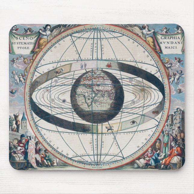 Vintage Celestial Astrological Zodiac Map Mouse Mat (Front)