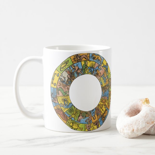 Vintage Celestial, Astrological Zodiac Wheel Coffee Mug (With Donut)
