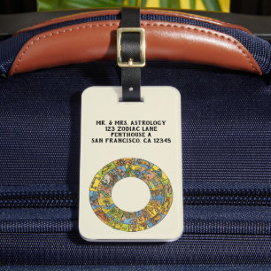 Vintage Celestial, Astrological Zodiac Wheel Luggage Tag