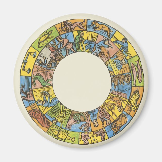 Vintage Celestial, Astrological Zodiac Wheel Magnet (Front)