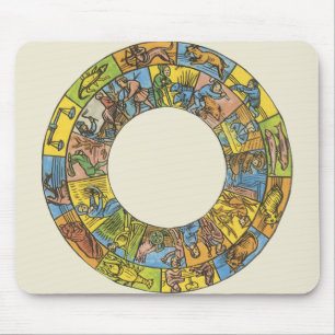 Vintage Celestial, Astrological Zodiac Wheel Mouse Mat