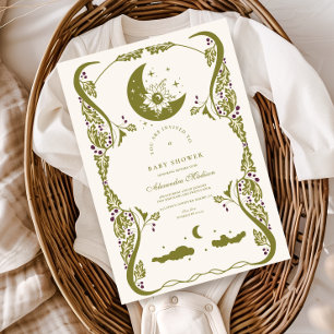 Vintage Celestial Botanical Baby Shower  Invitation
