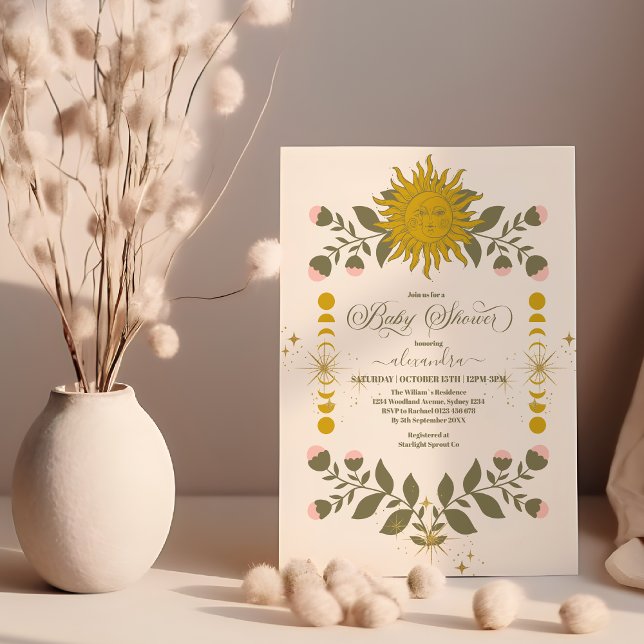 Vintage Celestial Botanical Baby Shower Invitation (Creator Uploaded)