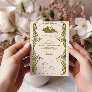 Vintage Celestial Botanical Baby Shower Invitation
