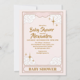 Vintage Celestial Botanical Baby Shower Invitation