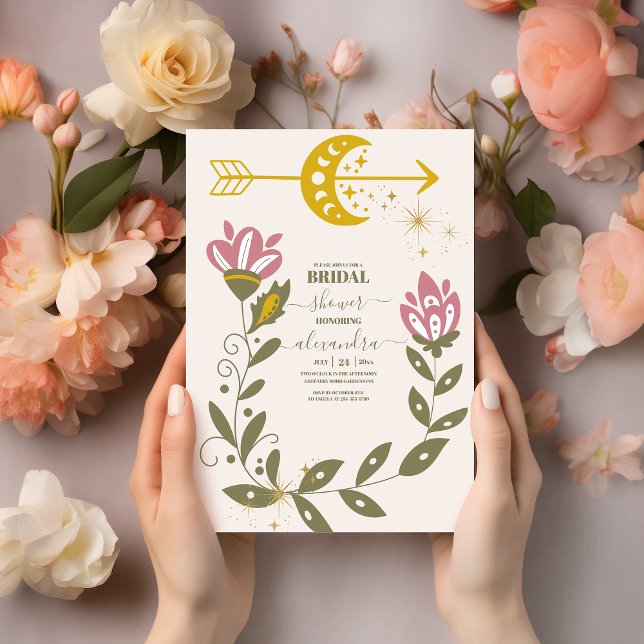 Vintage Celestial Botanical Bridal Shower  Invitation (Creator Uploaded)