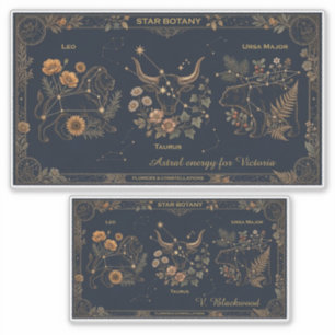 Vintage Celestial Botanical Script Vinyl Sticker