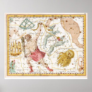 Vintage Celestial Constellations Map Poster