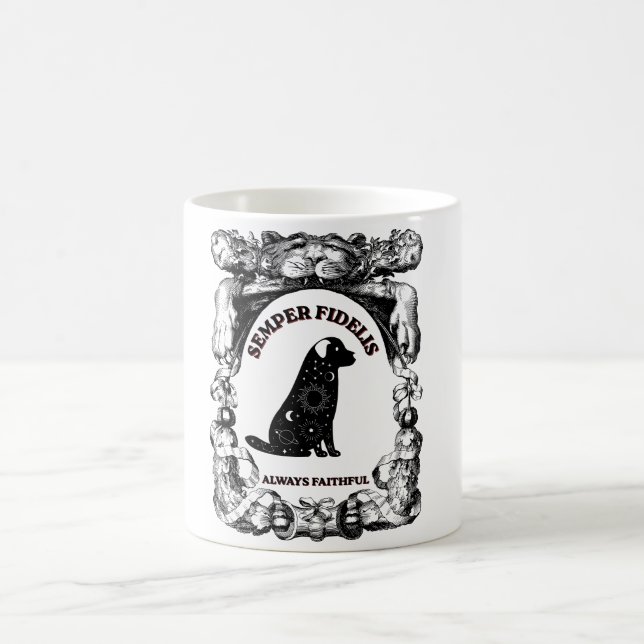 Vintage Celestial dog poster Semper Fidelis Coffee Mug (Center)