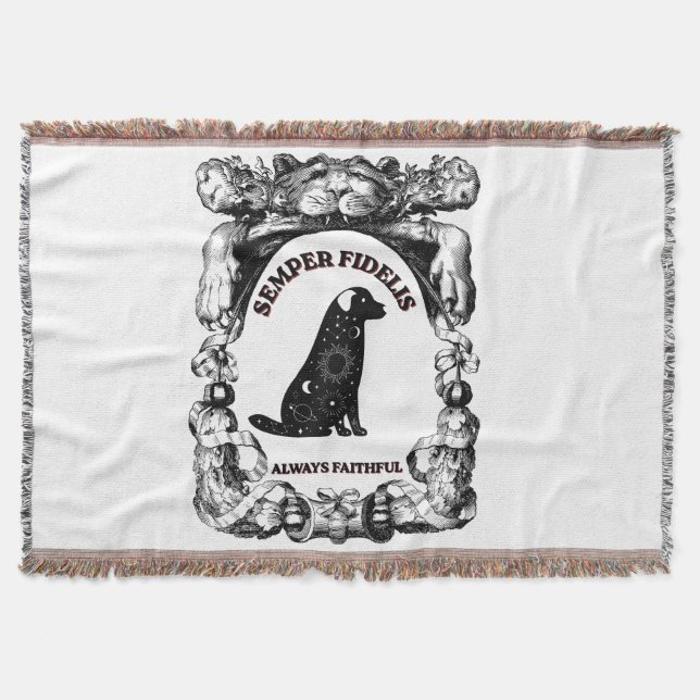 Vintage Celestial dog poster Semper Fidelis Throw Blanket (Front)