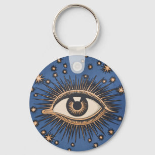 Vintage Celestial Eye Stars Moon Key Ring