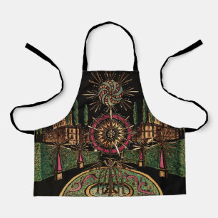 Vintage Celestial Fireworks Garden Night Landscape Apron