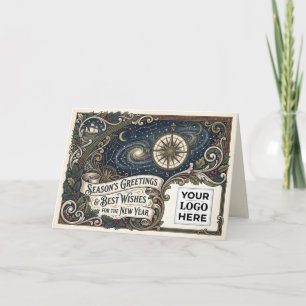 Vintage Celestial Logo Seasonal Greetings Holiday Card