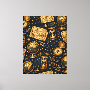 Vintage Celestial Map & Astronomy Pattern Canvas Print