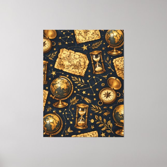 Vintage Celestial Map & Astronomy Pattern Canvas Print (Front)