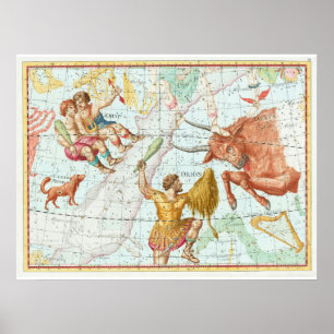 Vintage Celestial Map Constellations Poster