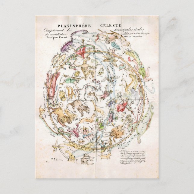 Vintage Celestial Map Postcard (Front)