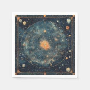 Vintage Celestial Map with Zodiac and Planetary Napkin