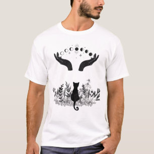 Vintage Celestial Moon Phases Cat T-Shirt
