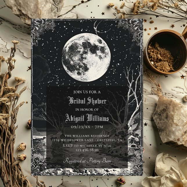 Vintage Celestial Moon Stars Mystic Bridal Shower Invitation (Creator Uploaded)