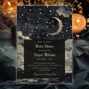 Vintage Celestial Moon Stars Mystic Bridal Shower Invitation
