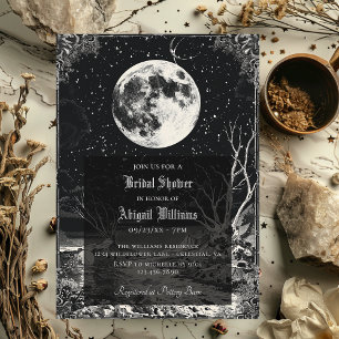 Vintage Celestial Moon Stars Mystic Bridal Shower Invitation