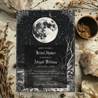 Vintage Celestial Moon Stars Mystic Bridal Shower Invitation