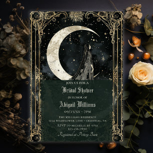 Vintage Celestial Moon Stars Mystic Bridal Shower Invitation