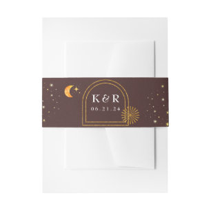 Vintage Celestial Moon Stars Wedding Belly Band Invitation Belly Band