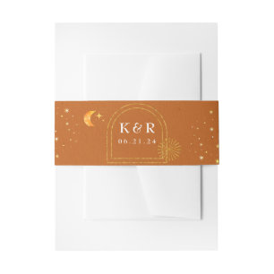 Vintage Celestial Moon Stars Wedding Belly Band Invitation Belly Band