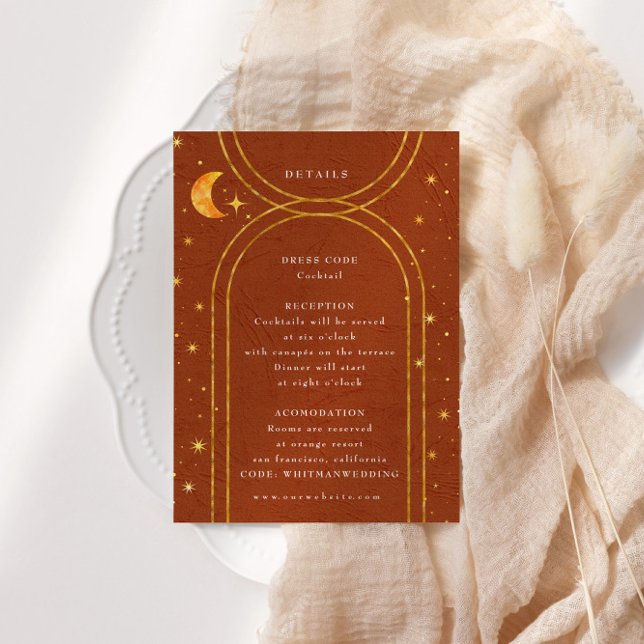 Vintage Celestial Moon Stars Wedding Details  Enclosure Card (Creator Uploaded)