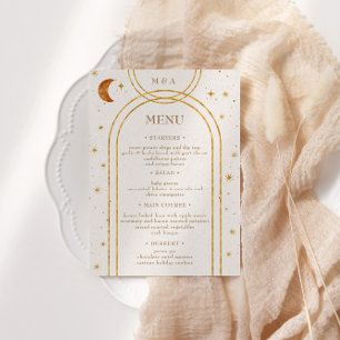 Vintage Celestial Moon Stars Wedding Dinner Menu Invitation