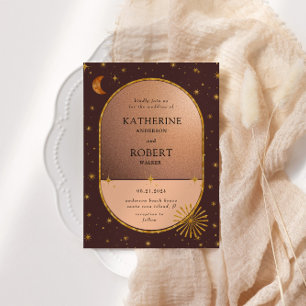 Vintage Celestial Moon Stars Wedding Invitation