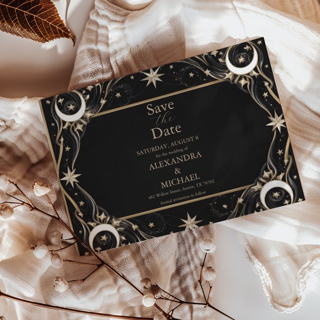 Vintage Celestial Moon Stars Wedding Save The Date (Creator Uploaded)