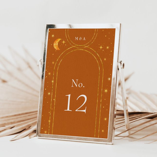 Vintage Celestial Moon Stars Wedding Table Number (Creator Uploaded)