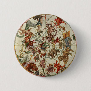Vintage Celestial Northern Star Chart 1660 6 Cm Round Badge